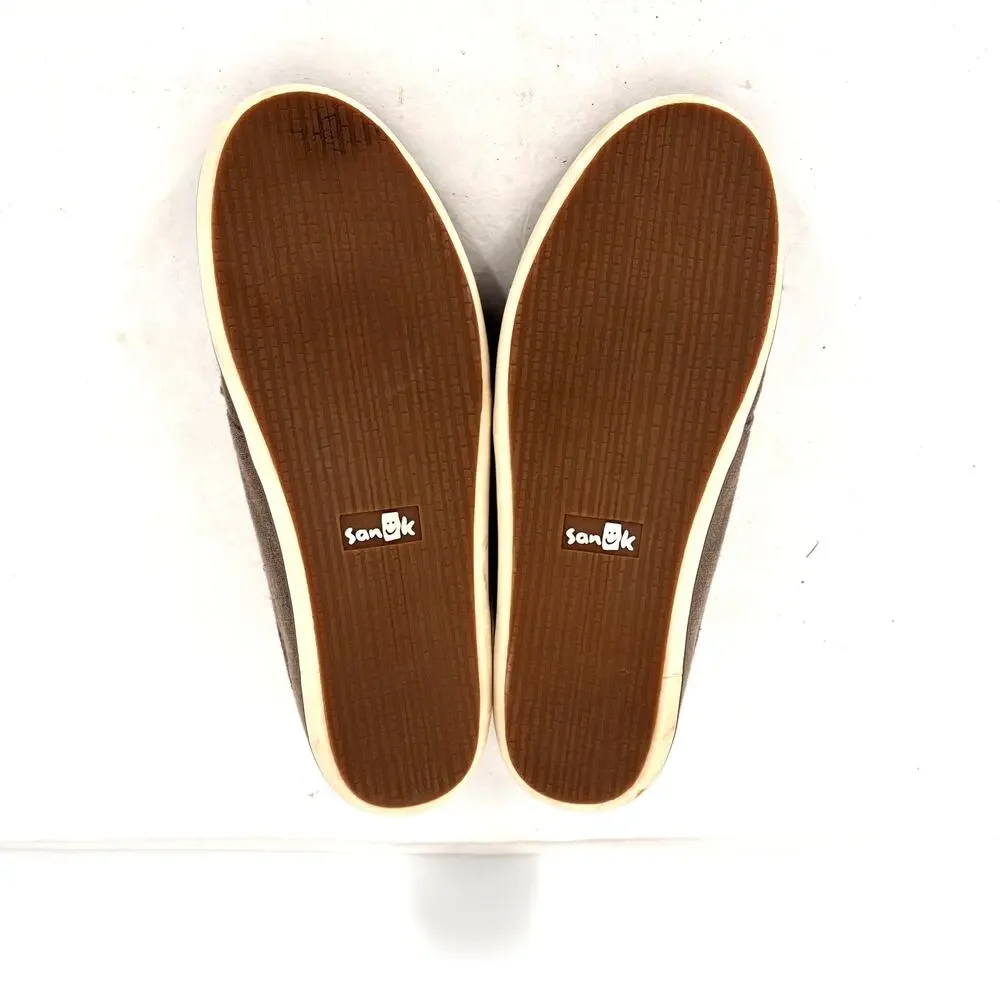Sanuk Vagabond Brown Canvas Vegan Lace Up Loafers Slip On Shoes Mens Size 13